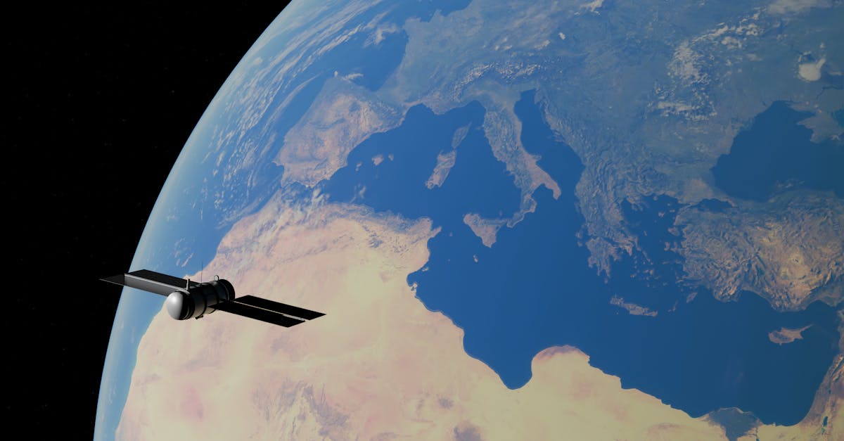 A satellite orbiting Earth, showcasing the Mediterranean Sea and surrounding continents.